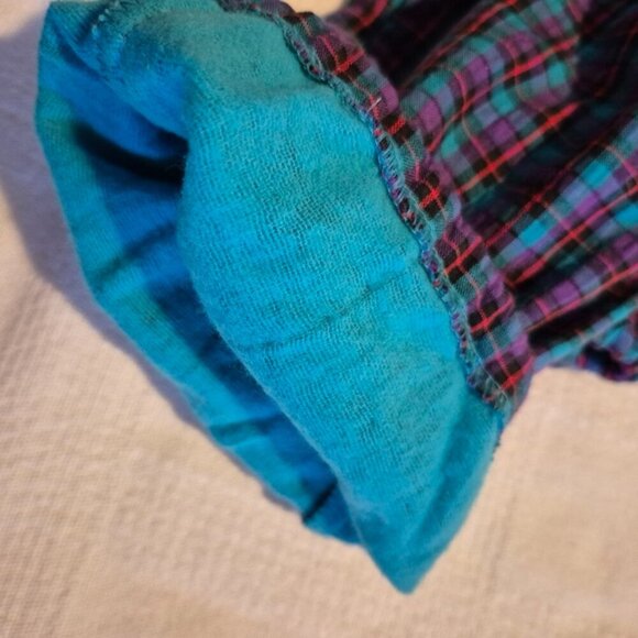 Hanna Andersson plaid lined Vintage overalls, teal, red, black, nwot - Picture 7 of 8